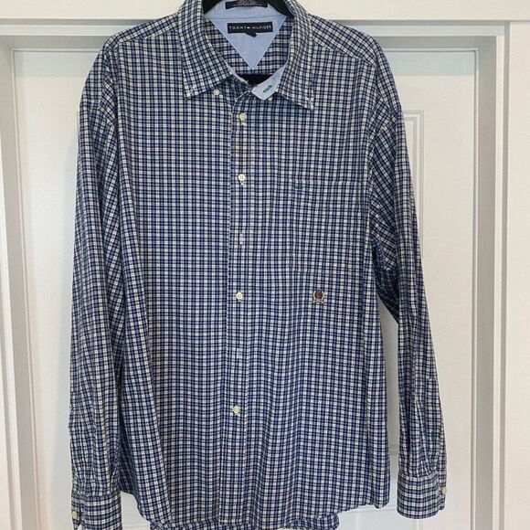Tommy Hilfiger 100% Cotton Plaid Check Button Long Sleeve Classic Fit Shirt XXL - Picture 2 of 10
